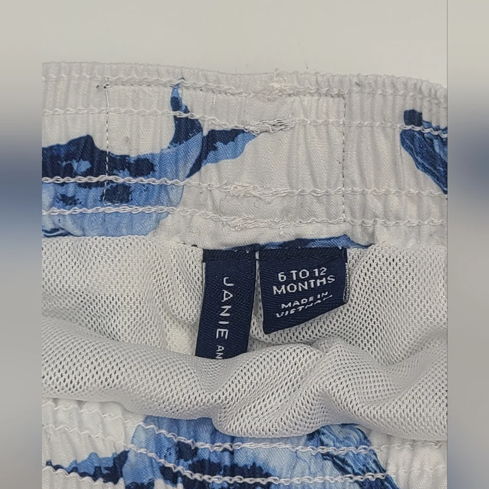 Janie and Jack baby boy whale print swim trunks size 6-12 months